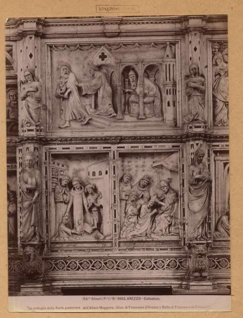 Alinari, Fratelli — Arezzo - Cattedrale. Un dettaglio della Parte posteriore dell'Altare Maggiore. (Giov. di Francesco d'Arezzo, Betto di Francesco da Firenze?) — particolare